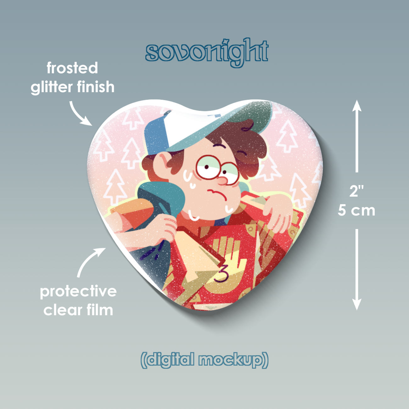 [PREORDER] Dipper | Glitter Heart Button