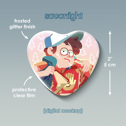 [PREORDER] Dipper | Glitter Heart Button