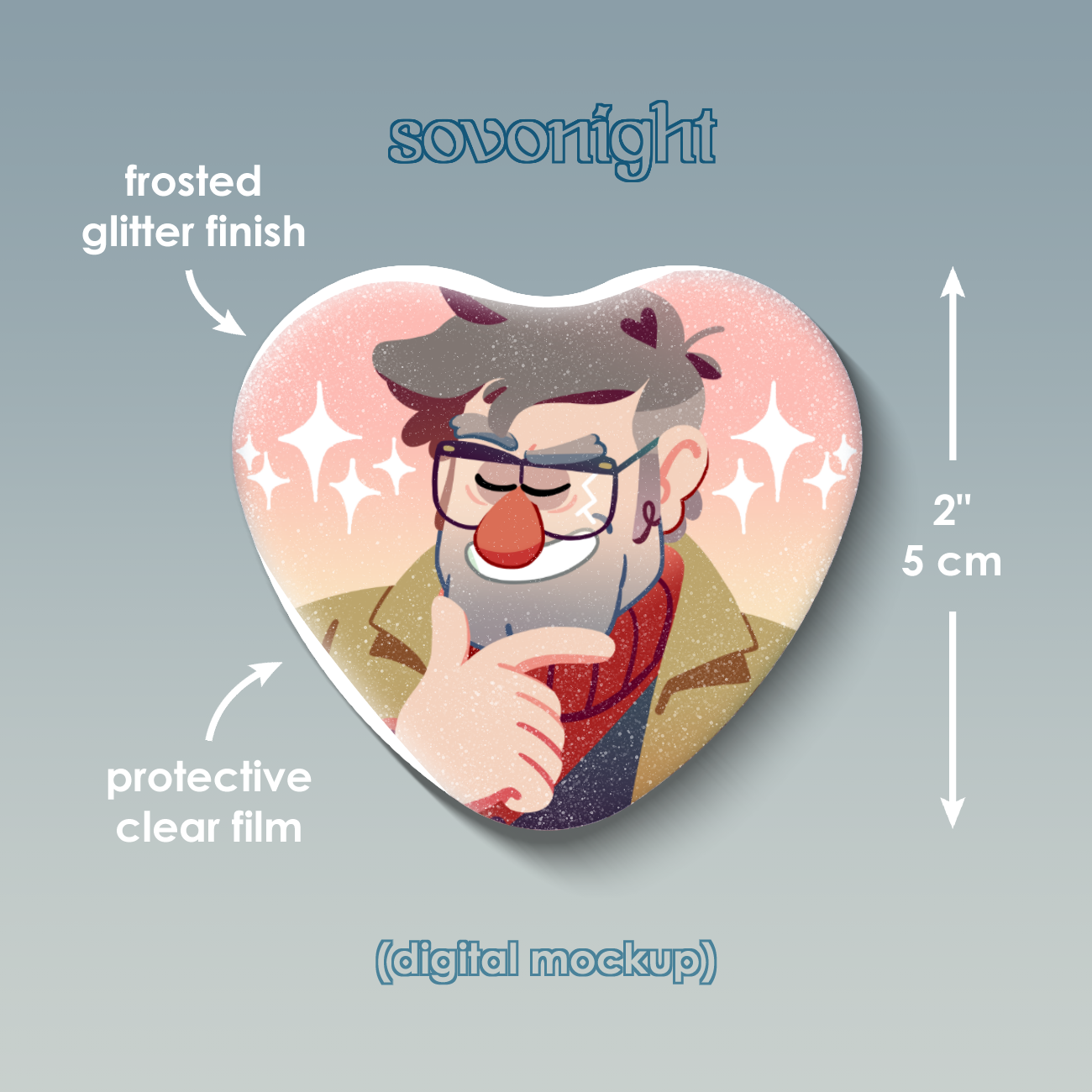 [PREORDER] Ford Smart | Glitter Heart Button