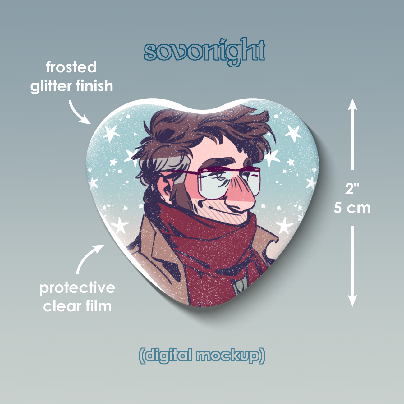 [PREORDER] Ford Warm | Glitter Heart Button