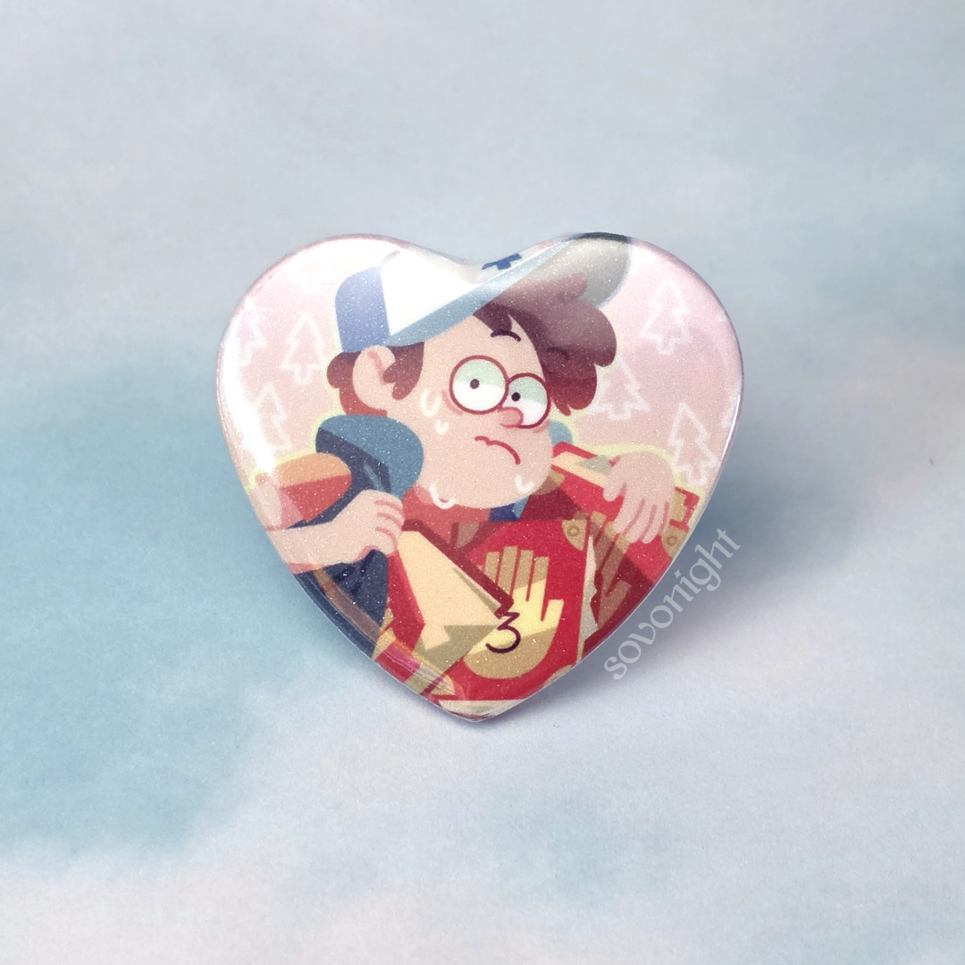 Dipper | Glitter Heart Button